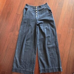 Ilana Kohn Womens Mallin Sailor Jeans Pants 28 Blue Denim Wide Leg Cotton